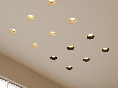 Elegant Modern Ceiling Interior With Recessed Downlights And Spotlights Lighting Design 3d model