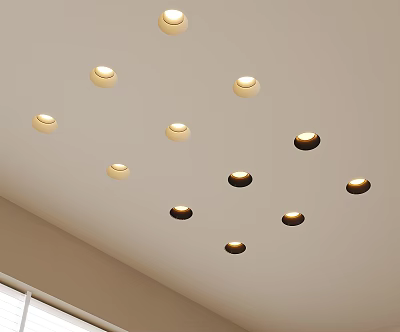 Elegant Modern Ceiling Interior With Recessed Downlights And Spotlights Lighting Design 3d model