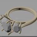 Simple Design Ring Featuring Light Colored Metal And Geometric Cut Gemstones