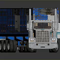 White Cargo Truck With Teal Stripes And Blue Container For Transport