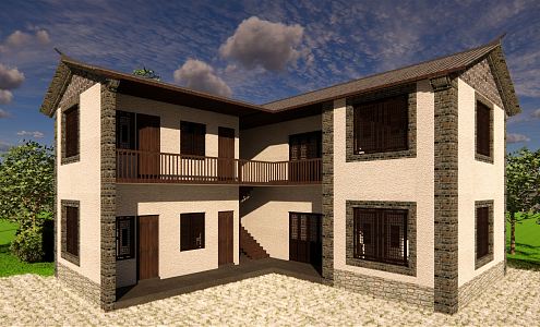 New Chinese Style House Residential Building 3d model