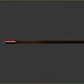 Sharp Red Blade Axe With Brown Wooden Handle As Weapon