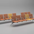 Orange And Yellow Public Chairs With Metal Frame In Waiting Area