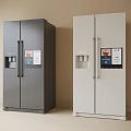 Modern Double Door Refrigerators Gray And White With Digital Screens And Water Dispenser