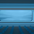Blue Conference Room Interior With Neatly Arranged Chairs Large Screen And Podium