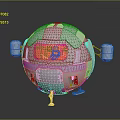 Futuristic White Spherical Equipment With Yellow Glowing Window Cylindrical Side Components And Base Stands