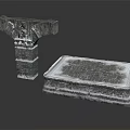 Artistic Stone Sculpture Carving With Decorative Pillar And Square Base Texture Design