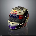Professional Racing Helmet With Red Bull Renault Total Monster Logos And Colorful Design