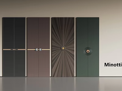 Minotti Modern Wardrobe Doors With Black Brown Green Colors Radiant Texture And Metal Accents 3d model