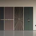 Minotti Modern Wardrobe Doors With Black Brown Green Colors Radiant Texture And Metal Accents