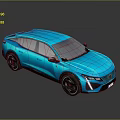 Modern Blue Sleek SUV Featuring Shiny Exterior Black Wheels And Glossy Reflection