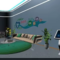Community Leisure Center Layout Design With Functional Zones Green Plants And Colorful Umbrellas
