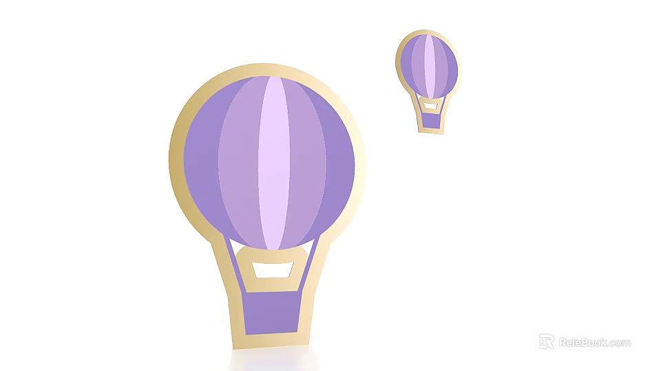 Inflatable Hot Air Balloon Models with Purple Bodies and Golden Borders Large and Small Sizes 3d model 
