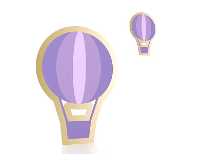 Inflatable Hot Air Balloon Models with Purple Bodies and Golden Borders Large and Small Sizes 3d model