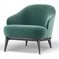 Brown Velvet Leisure Chair With Armrests And Black Modern Slim Legs