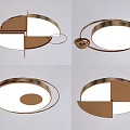 Modern Ceiling Lights Design With Copper Frame Circular Shape And Decorative Rings 3d model