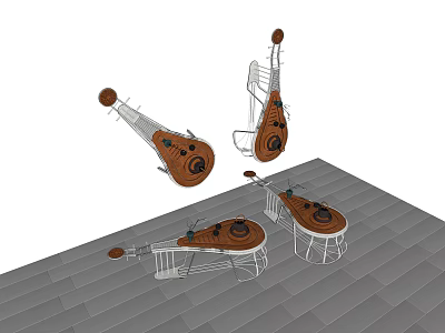 Modern Coffee Table Designs Featuring Wooden Tops And Metal Frames In Multiple Styles 3d model