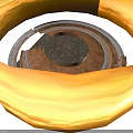 Worn Circular Metal Mechanical Ring Component With Notched Edge And Multi Layered Structure
