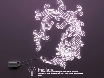 Creative Artistic Neon Lamp Combination With Intricate Curved Patterns And Modern Design 3d model