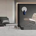 Modern Lounge Chairs With Leather And Fabric Seats And Metal Frames In Minimalist Interior