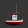 Vibrant Model Boat Featuring Red Roof White Hull Blue Cabin Foldable Canopy And Deck
