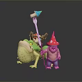 Cartoon Characters With Frog Creature And Mushroom Hat Figure