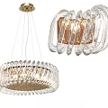 Elegant Modern Glass Pendant Lighting Combinations With Spiral And Circular Crystal Design For Home Interior