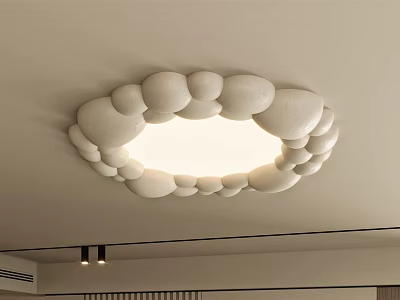 Modern Circular White Ceiling Light with Pebble Like Design and Soft Illumination 3d model