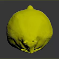Plump Purple Bear Character With Yellow Hands And Pointing Fingers