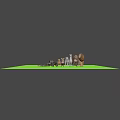 Various Animal Figurines on Green Surface with Mountain and Blue Sky Background
