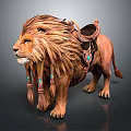 Fantasy Lion Mount With Decorative Saddle Golden Mane And Tassel Details
