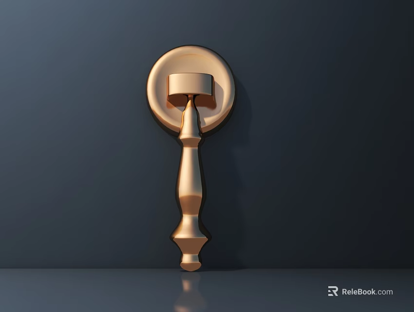 Elegant Gold Door Handle With Decorative Design And Metallic Shiny Finish 3d model 