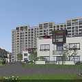 Modern Townhouse Community With Landscaped Gardens Balconies And Nearby High Rise Apartments