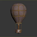 Decorative Purple Hot Air Balloon Model With Golden Stripes And Basket