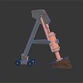 Industrial Mechanical Press Tool With Wheeled Base And Metal Arm Structure 3d model