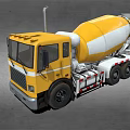 Yellow and White Concrete Mixer Truck With Mixer Drum And Ladder