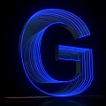 3D Blue Letter G Design With Glowing Lines On Black Background 3d model