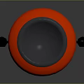 Red Cylindrical Food Storage Container With Black Lid And Wheel Stand Base