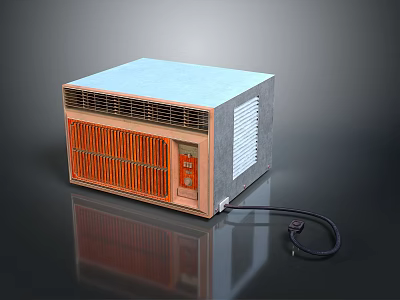 Classic Electronic Appliance With Orange Grille Control Panel Gray Casing And Power Cord 3d model