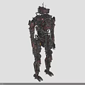 Detailed Humanoid Robot Character With Intricate Metallic Structure And Red Black Color Scheme