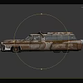 Rusty Old Car with Weathered Metal Exterior Roof Equipment and Retro Post Apocalyptic Style