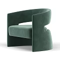 Modern Brown Single Sofa With Curved Design And Soft Fabric Upholstery