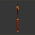 Decorative Ornament Set With Red Staff Body Branch Like Prongs Orange Diamond And Green Ball