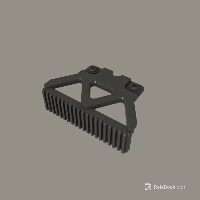 Black Mechanical Component Featuring Triangular Frame Heat Sink And Mounting Holes 3d model 