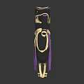 Elegant Black And Purple Robe With Golden Accents And Cape Design