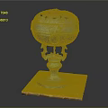 Bronze Decorative Ornament Set with Lid Ring Handles and Wooden Base Display Piece