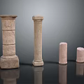 Stone Pillars With Various Heights And Diverse Designs On 3d model