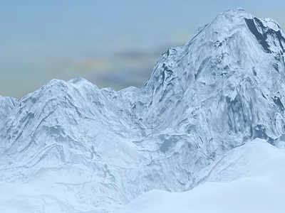 Peaceful Garden Landscape With Snow Covered Mountains And Clear Blue Sky 3d model
