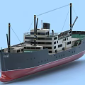 Detailed Cargo Ship 3D Model With Red Hull And Multiple Cranes Design 3d model