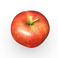 Juicy Ripe Red Apple With Smooth Shiny Skin And Green Stem